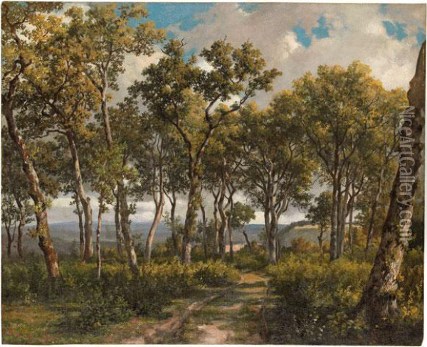 Lichtes Eichenwaldchen Oil Painting - Johann Jakob Ulrich
