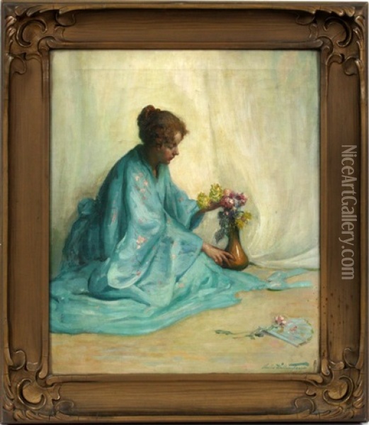 Arranging Flowers Oil Painting - Charles E. Waltensperger