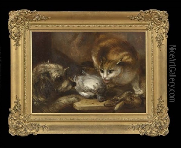Fighting Like Cats And Dogs Oil Painting - Edward Armfield