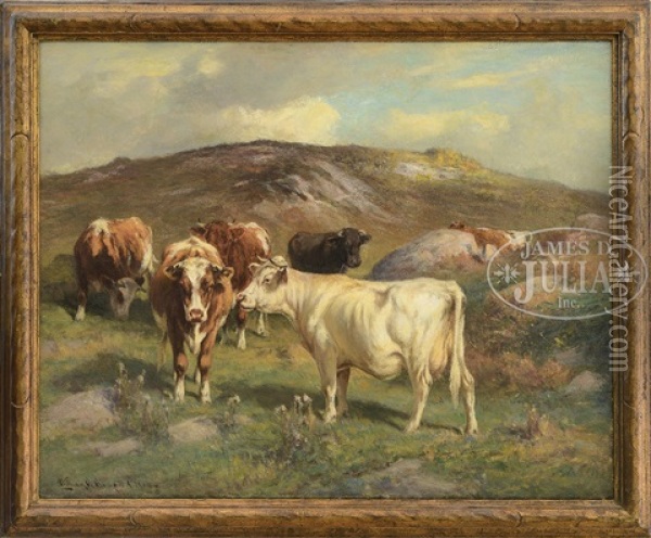 Cows Grazing Oil Painting - William Henry Howe