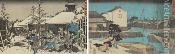 Scenes Du Chushingura Oil Painting - I,or Ii Hiroshige Iii