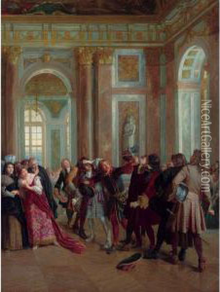 Jean Bart In The Galerie Des Glaces At Verailles Oil Painting - Gaston Melingue
