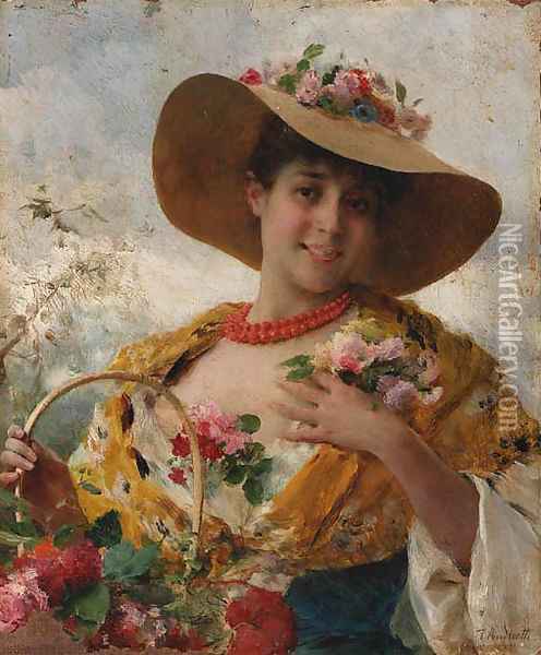 The flower girl Oil Painting - Federico Andreotti