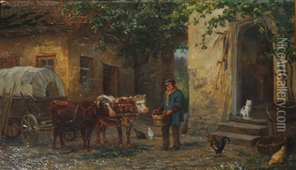 Bauernszene Oil Painting - Johann Lorenz Maas