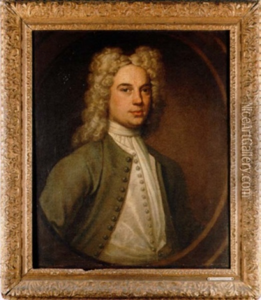 Portrait Of The 6th Thomas Pemberton In Green Coat, White Waistcoat And Cravat Oil Painting - Thomas Hudson