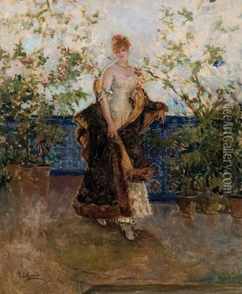 Dama En Un Jardin Oil Painting - Eduardo Leon Garrido