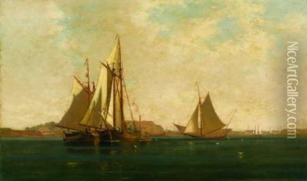 Boston Harbor Oil Painting - Hendricks A. Hallett