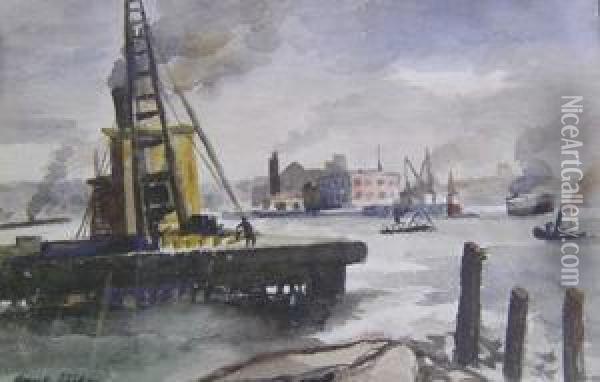 New York Harbor Oil Painting - Alexander George Fraser