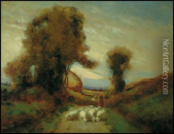The Return Of The Flock Oil Painting - John A. Hammond