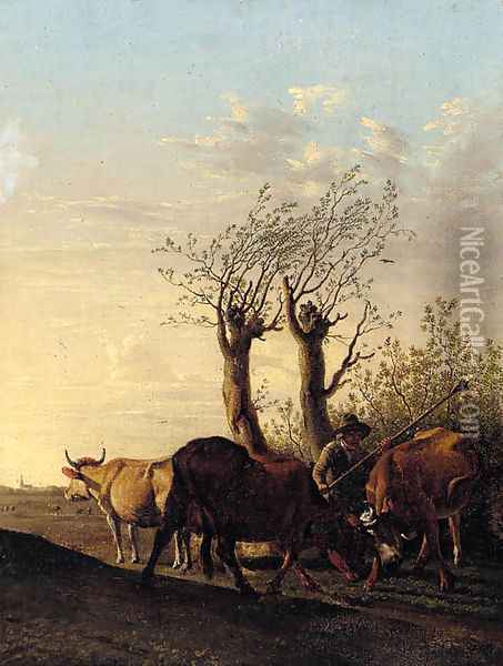 A cowherd in a landscape Oil Painting - Paulus Potter