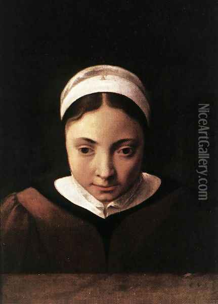 Portrait of a Young Girl Oil Painting - Cornelis Van Poelenburgh