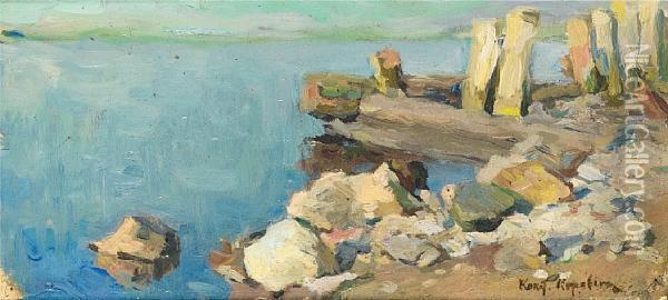 Rocks By The Waterside Oil Painting - Konstantin Alexeievitch Korovin