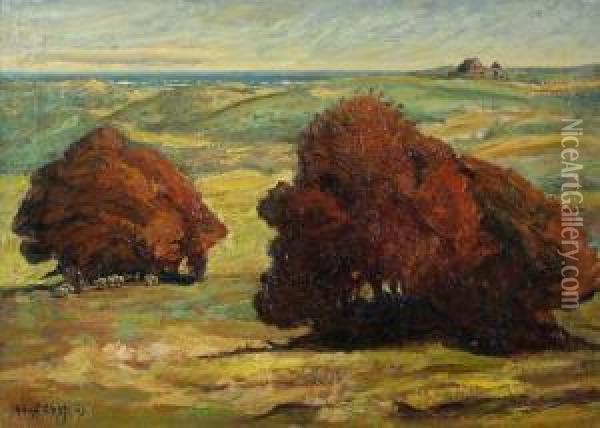 Dunenlandschaft Mit Herbstbaumen Oil Painting - Adolf Obst