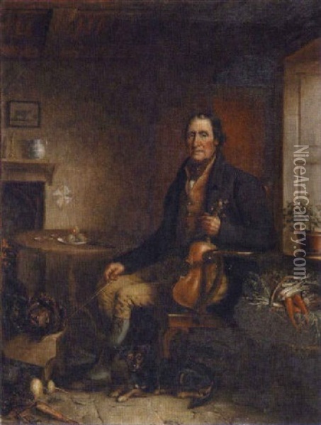 The Old Fiddler Oil Painting - William Shiels