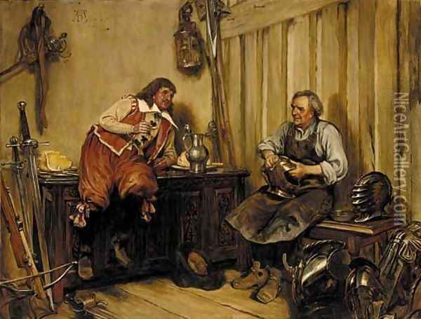In the armoury Oil Painting - Alfred Dixon