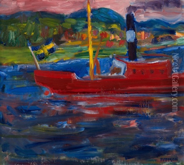 Rod Bat (red Boat) Oil Painting - Ivan Ivarson