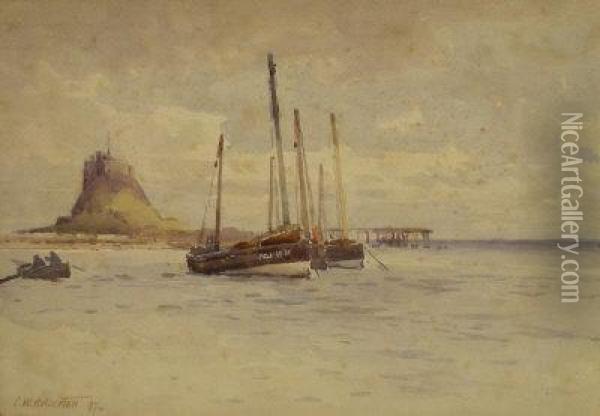 Fishing Boats Off Holy Island Oil Painting - Charles William Adderton