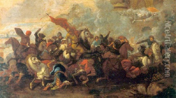 Choc De Cavalerie Oil Painting - Jacques Courtois