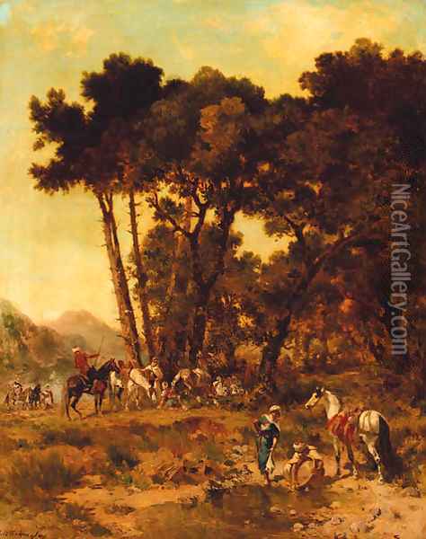 An Arab encampment Oil Painting - Georges Washington
