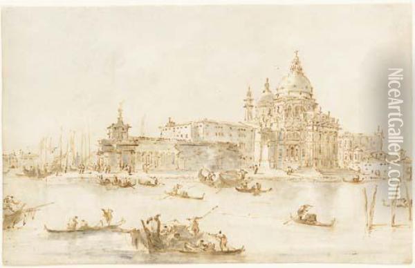 The Church Of Santa Maria Della Salute And The Dogana From The Grand Canal, Venice Oil Painting - Francesco Guardi