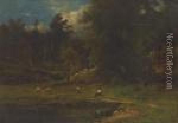 Pastoral Landscape Oil Painting - George Inness