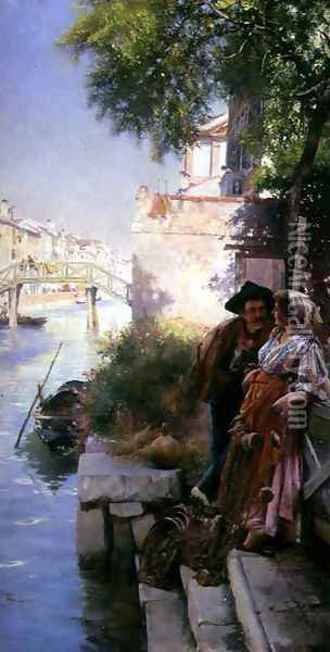 The Fishermans Courting Oil Painting - Henry Woods