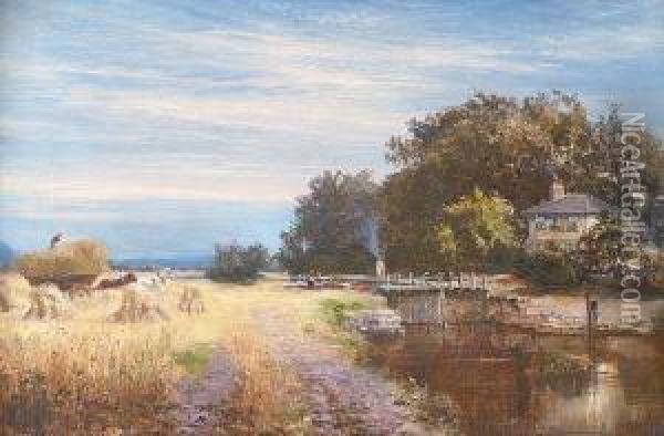 Boveney Lock, Near Windsor Oil Painting - William E. Harris