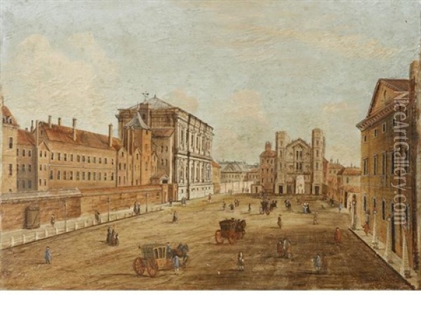 View Of Whitehall, With The Banqueting House And The Holbein Gate Oil Painting - Antonio Joli
