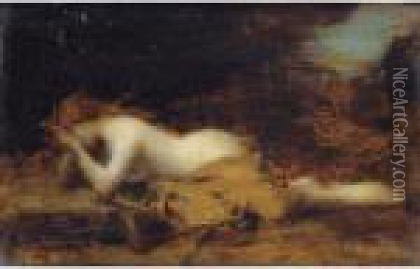 Jeune Fille Etendue [, A 
Reclining Nude, Oil On Cardboard, Signed, Dedicated And Dated 1891 On 
The Reverse ] Oil Painting - Jean-Jacques Henner