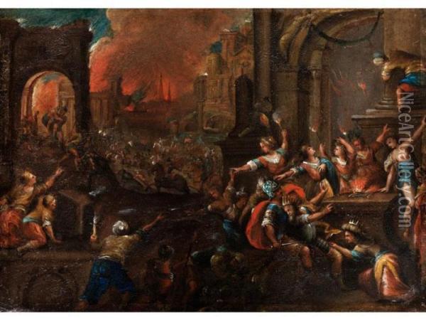 Der Brand Von Troja Oil Painting - Frederik van Valkenborch