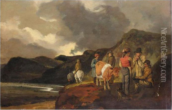 The Mountain Pass Oil Painting - Julius Caesar Ibbetson