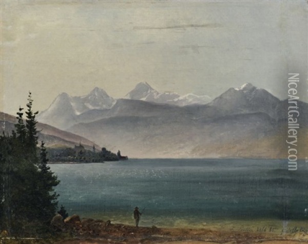 Blick Auf Den Thunersee Mit Interlaken Und Eiger, Monch Und Jungfrau Oil Painting - Friedrich Preller the Younger