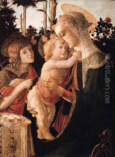Virgin and Child with Young St John the Baptist Oil Painting - Sandro Botticelli