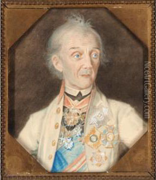 Portrait Of General Suvorov Oil Painting - Paul, Baron Meyendorff