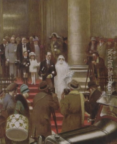The Wedding Photograph Oil Painting - Albert Guillaume
