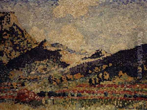 Study for the Small Maures Mountains, 1909 Oil Painting - Henri Edmond Cross