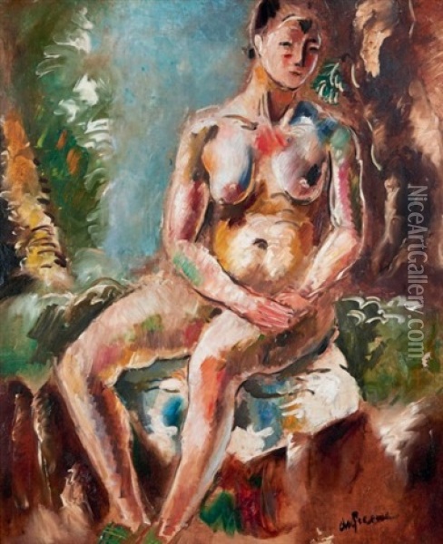 Femme Nue Assise Oil Painting - Charles Dufresne