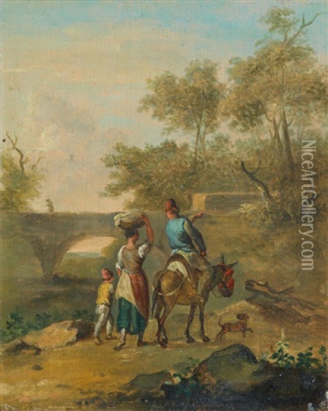 Travellers On A Country Path Oil Painting - Franz de Paula Ferg