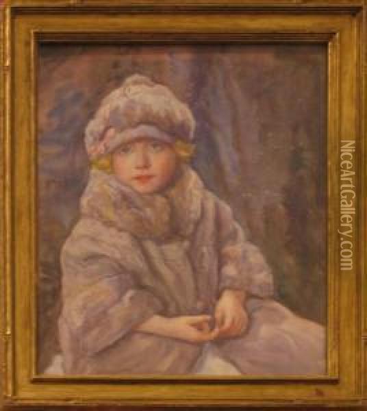 Blonde Child In Hat And Coat Oil Painting - Elizabeth Gowdy Baker