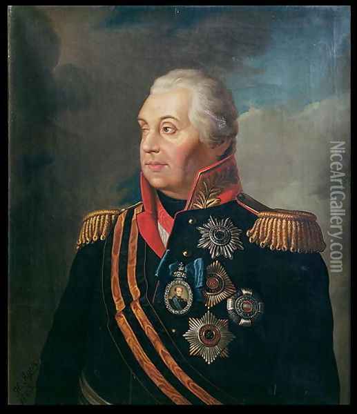 Portrait of Mikhail Ilarionovich Kutuzov, Prince of Smolensk 1745-1813, Russian Field Marshal, 1813 Oil Painting - Roman Maximovich Volkov