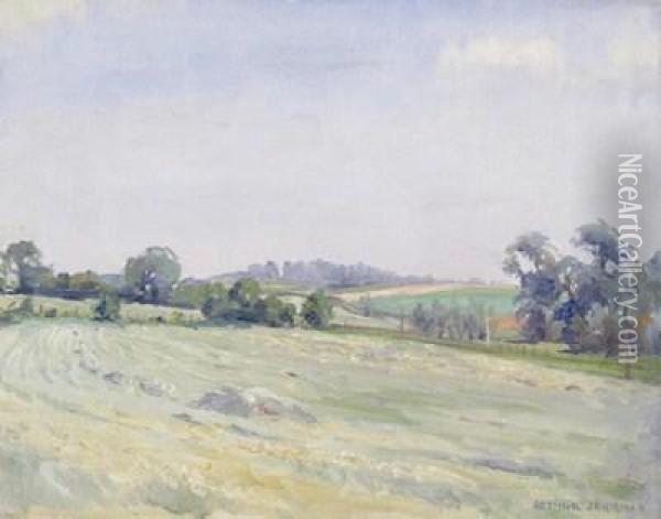 Just A Hay-field, Bedwyn Oil Painting - Arthur Henry Jenkins