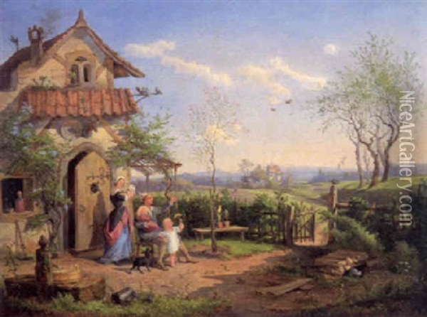 Die Ersten Lerchen Oil Painting - Eduard Von Weeber