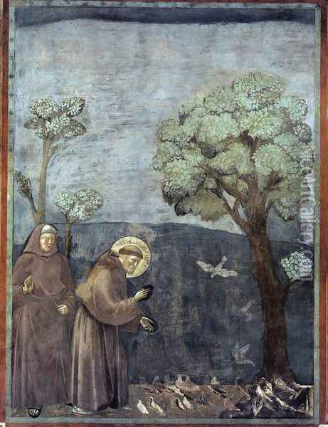 Legend of St Francis- 15. Sermon to the Birds 1297-99 Oil Painting - Giotto Di Bondone
