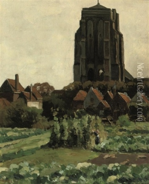 Toren Te Zierikzee: The Tower Of Zierikzee Oil Painting - Nicolaas Bastert