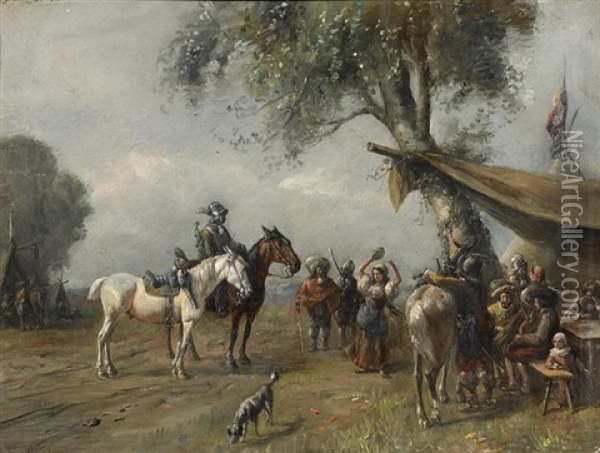 Tanz Der Zigeunerin Im Lager Oil Painting - Alfred Ritter von Malheim Friedlaender