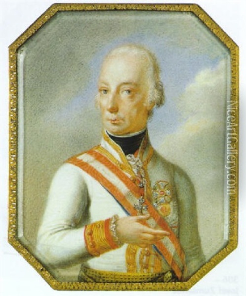 Bildnis Des Kaisers Franz I. In Uniform Mit Dem Orden Von Goldenen Flies Oil Painting - Leopold Lieb
