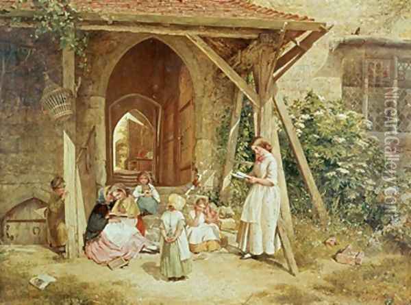 Playing at Schools 1857 Oil Painting - Charles James Lewis