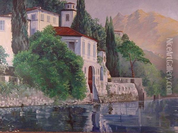 Kunze,italienische Uferlandschaft Oil Painting - Alfred Kunze