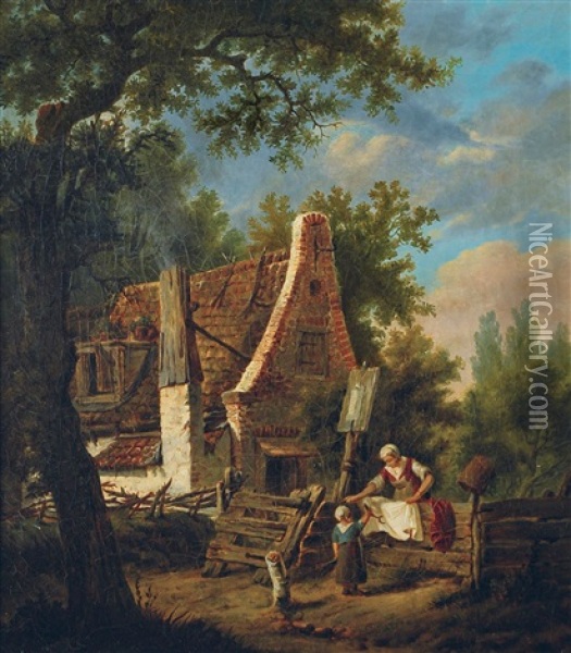 Beim Waschebleichen Oil Painting - Willem Koekkoek