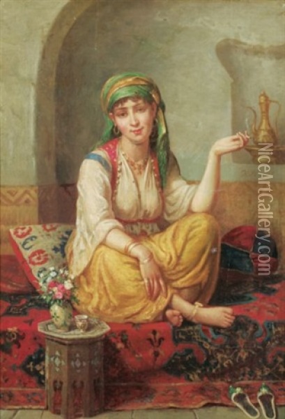 La Jeune Turque Oil Painting - Hippolyte Plantet